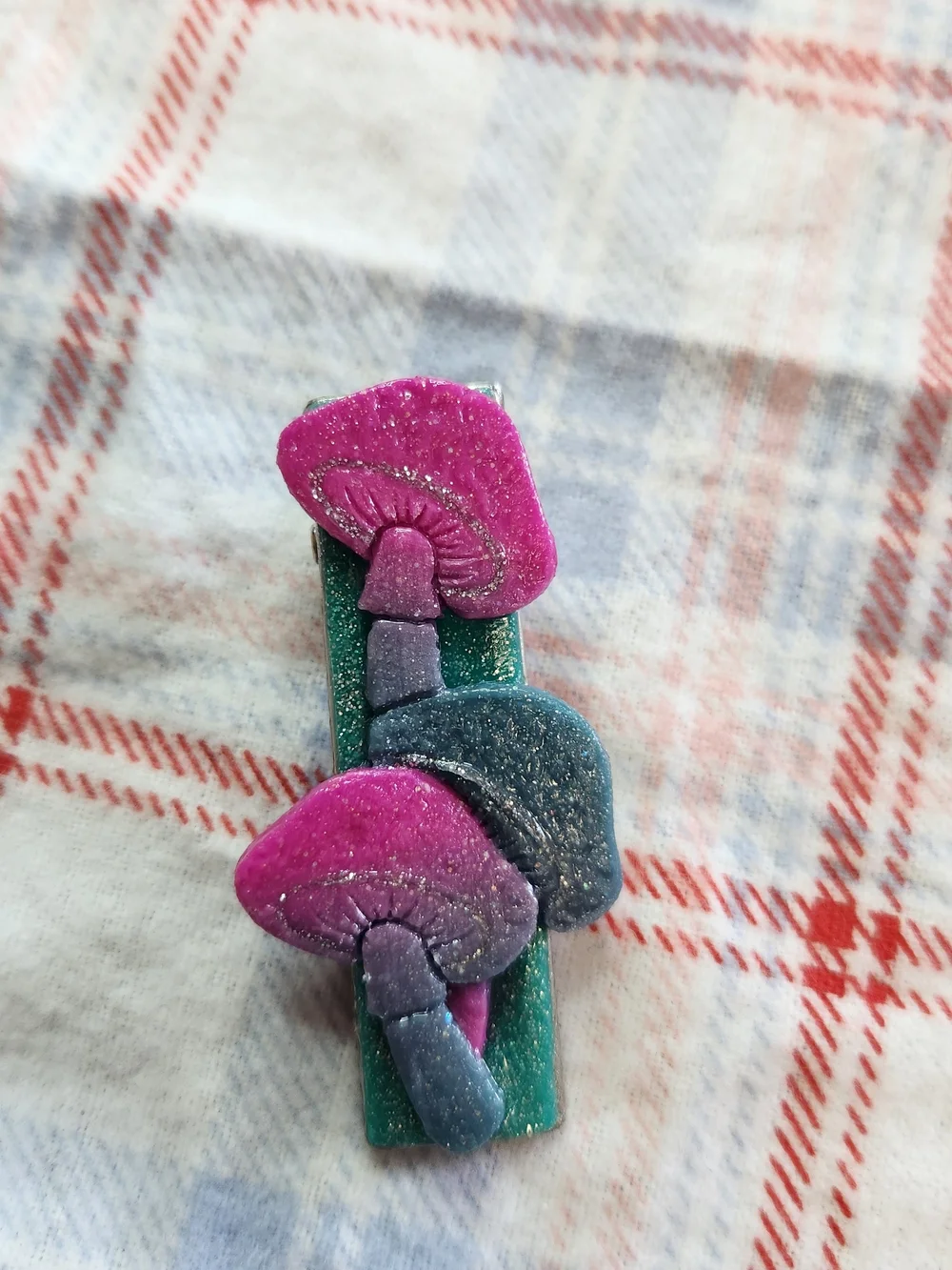 Glitter Mushroom Hair Clip for Kids - Pink & Blue